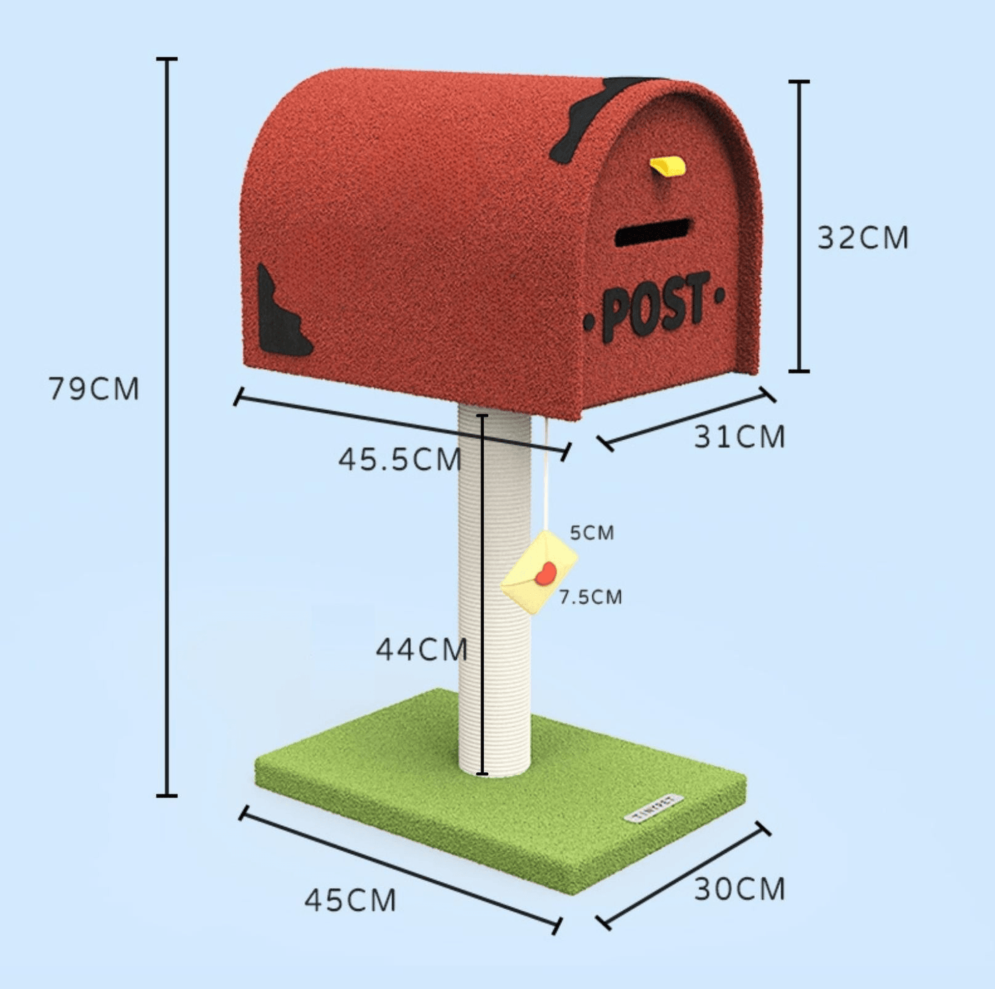 Lucky Seven Cute Mailbox Sisal Cat Scratching Post Tree with Interactive Window