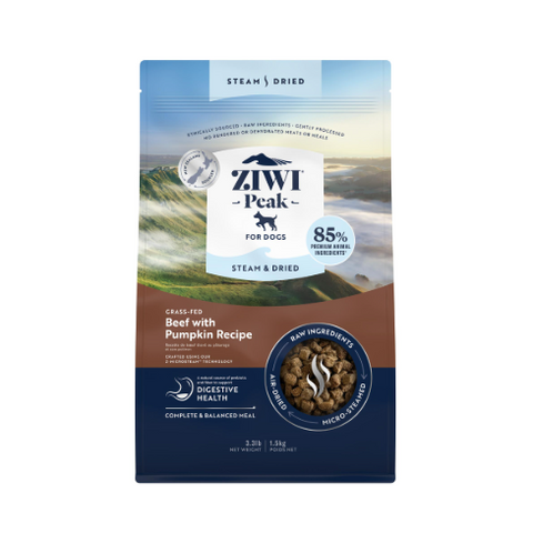 ZIWI PEAK Steam & Dried Grass-Fed Beef with Pumpkin Dog Food