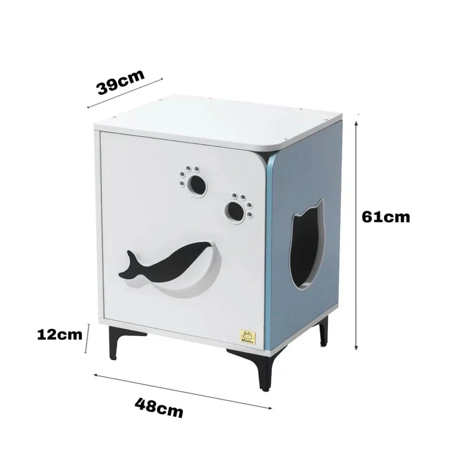 Michu Hidden Cat Furniture - Cat Litter Box Enclosure and Wooden Pet House, End Table Large Enough for Most Cats and Litter Boxes