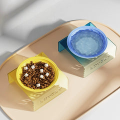Acrylic Elevated Ceramic Pet Bowl Multicolor
