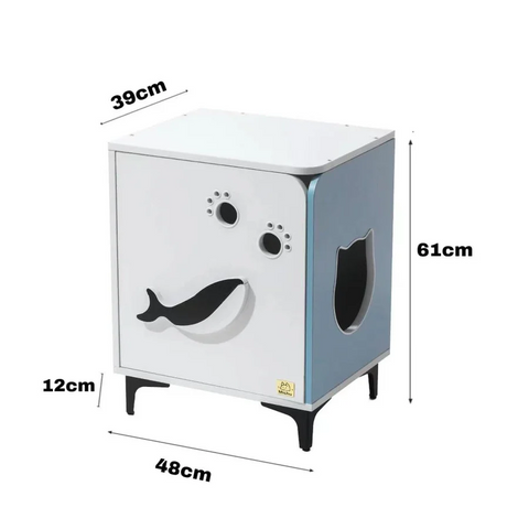 Michu Hidden Cat Furniture - Cat Litter Box Enclosure and Wooden Pet House, End Table Large Enough for Most Cats and Litter Boxes