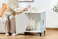 Michu Hidden Cat Furniture - Cat Litter Box Enclosure and Wooden Pet House, End Table Large Enough for Most Cats and Litter Boxes