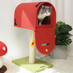 Lucky Seven Cute Mailbox Sisal Cat Scratching Post Tree with Interactive Window