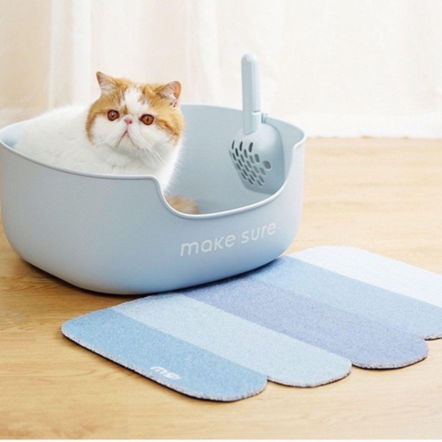 Makesure Open Cat Litter Tray Cat Litter Box (Litter mat included)