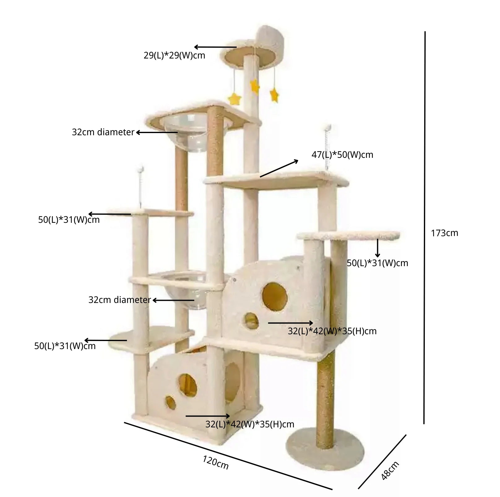 Ella's Castle Super Large Cat Tree -9 Tiers, Height 173cm