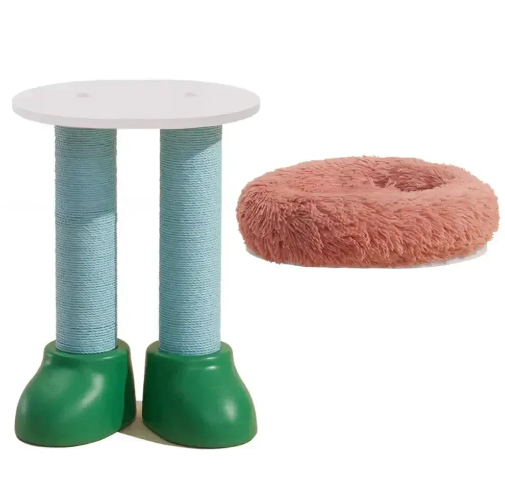 Cat scratching post with sisal rope and cozy donut bed for cats
