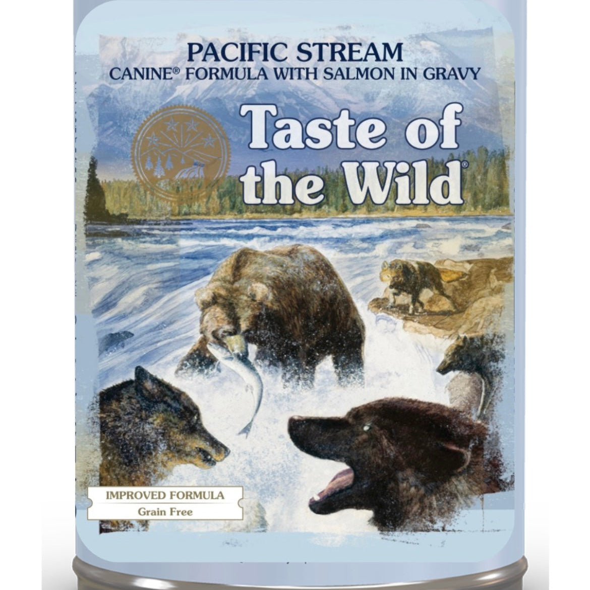 Taste Of The Wild Pacific Stream Canine Formula with Salmon in Gravy for Dogs Can 390g x 12