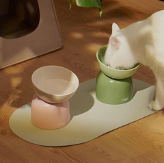Makesure Sugar Bean Ceramic Double Pet Bowls For Cat and Small Dogs