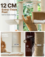 Michu Lumi Multi-Layer Solid Wood Cat Nest Tree 170cm - White
