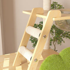 148cm Tall Forest Tree House Cat Tree for Large Cats Deluxe Edition-7 Level Tower with Space Capsule & House close-up of ladder details