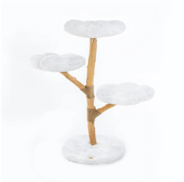 Michu Fluffy Blossom Real Wooden Cat Tree - Premium Quality & Stylish Cat Furniture - Extra Large