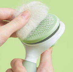 Michu Cream Round-Head Grooming Dog/Cat Brush - Perfect for Gentle Coat Care