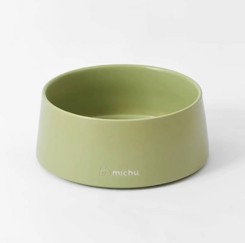 Michu Ceramic 3pcs Dinnerware Set- Raised Bowl and Plate Set for Everyday Pets Essentials
