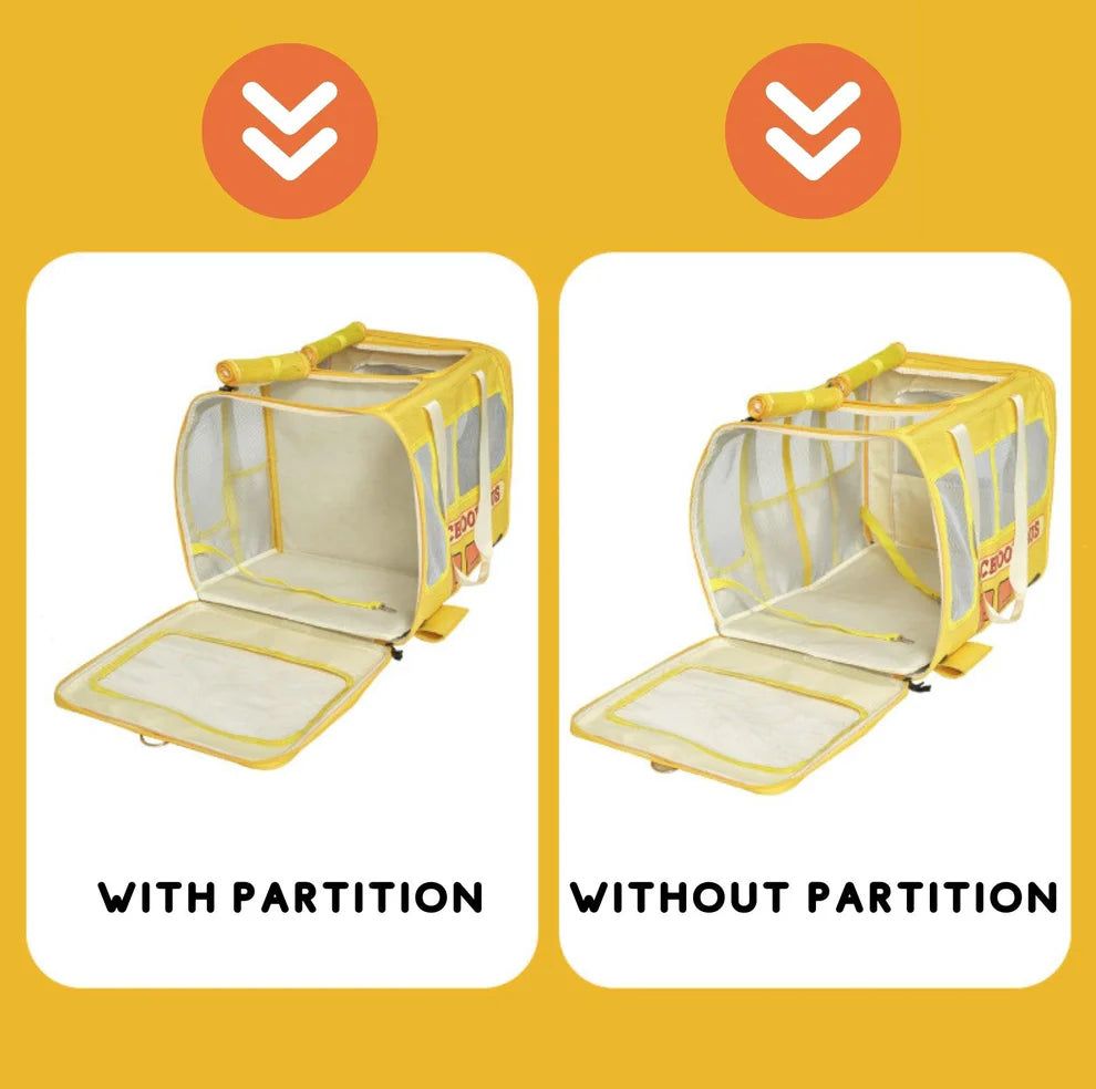 PurLab Multifunctional School Bus Pet Travel Pet Carrier Pet Bag With Wheels