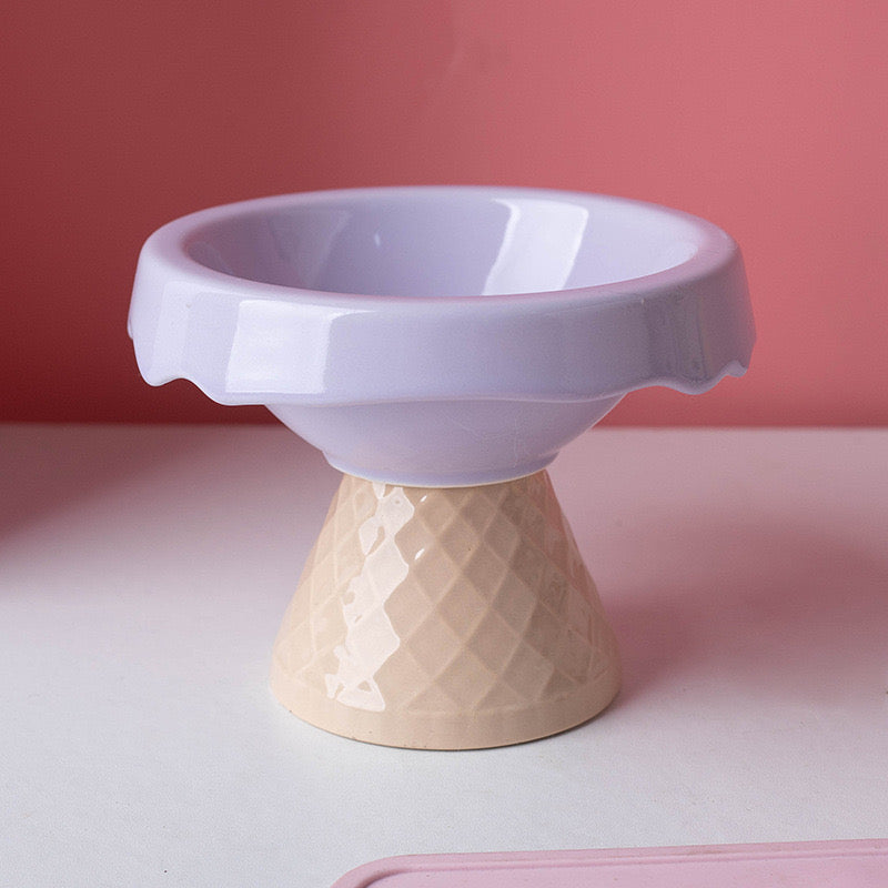 Petroom Ceramic Ice Cream Shape Pet Food Bowl Water Bowl