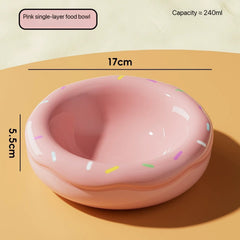Donut Shape Ceramic Pet Bowl Dual‑Layer