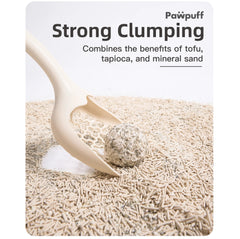 PawPuff Tapioca Multiblend Cat Litter - Tofu, Tapioca, Corn & Mineral, 7.6kg