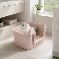 Open-Top Extra Large Cat Litter Box with High Sides & Scoop Holder