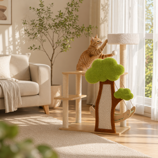 Forest Tree House Cat Tree for Large Cats 5-Level Cat Climbing Tower
