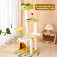 Tall Ice Cream Shape Cat Tree Multi-Level Aesthetic Cat Tower 110cm