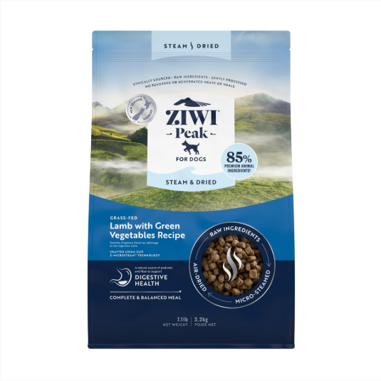 ZIWI PEAK Steam & Dried Grass-Fed Lamb with Green Vegetables Dog Food