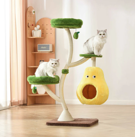 Michu Verde Solid Wooded Base Cat Tree