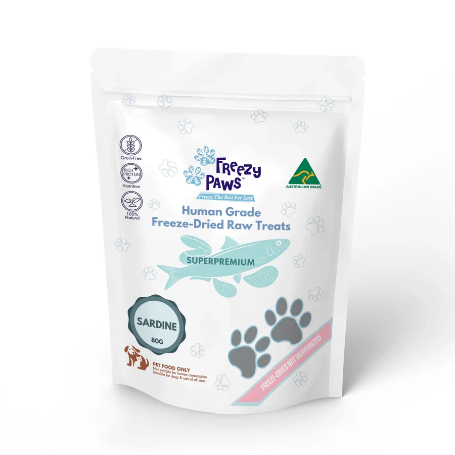 Freezy Paws Freeze-Dried Human Grade Whole Sardine Dog and Cat Treats 80g-PETROOM