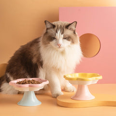 Petroom Flower Shape Ceramic Pet Food Bowl