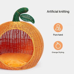 Vetreska Orange Style Artificial Knitting Cat Nest Cat Bed