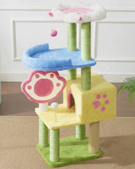 Cat Tree Tower with 360° Rotating Scratch Pad and Sisal Posts 125cm