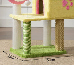 Cat Tree Tower with 360° Rotating Scratch Pad and Sisal Posts 125cm