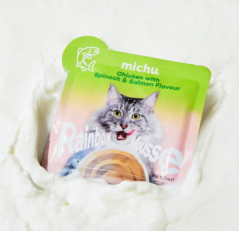 Michu Rainbow Mousse Wet Cat Food 5 Flavours- Complete Food/Wet Mixer and Topper 10pcs/Pack