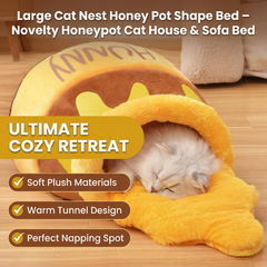 Large Cat Nest Honey Pot Shape Bed – Novelty Honeypot Cat House & Sofa Bed