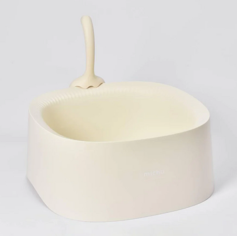 Michu Macaron High Edge Cream White Open Style Extra Large Cat Litter Box Designed by MEOOF XL