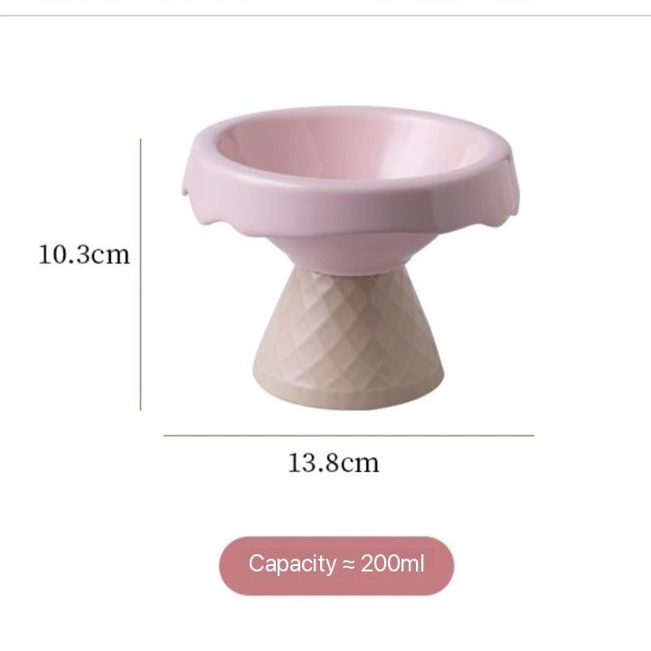 Petroom Ceramic Ice Cream Shape Pet Food Bowl Water Bowl