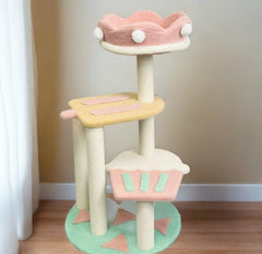 Lucky Seven Ice Cream Styled Cat Tree with Jumping Platforms & Top Bed