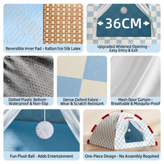 Foldable Indoor Cat & Dog Tent with Cooling Mat 58×58cm