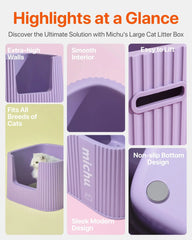 Michu XXL Size Deluxe Extra Large Cat Litter Box - 5 Colors
