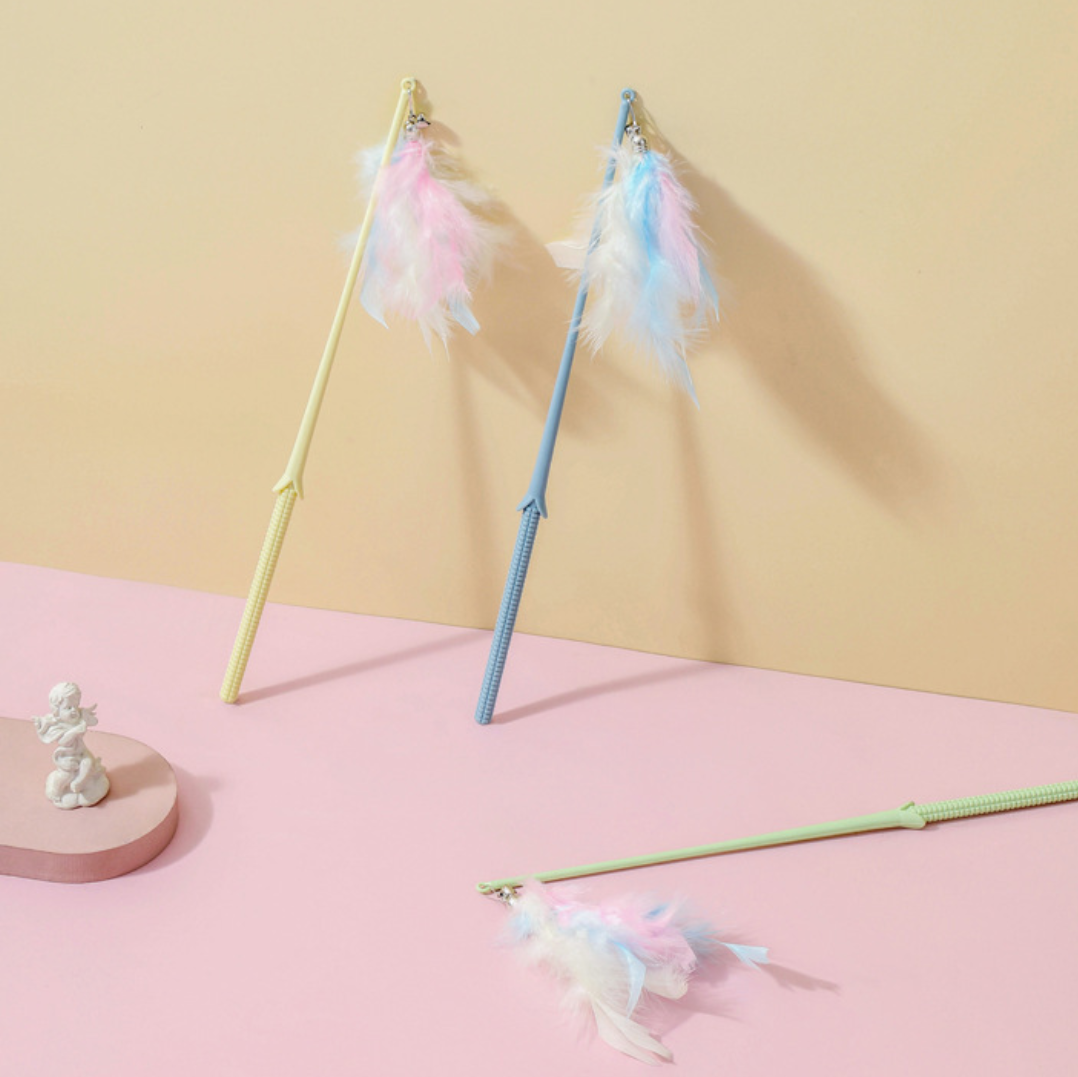 Feather Cat Teaser Wand with Bell