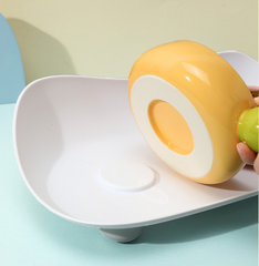 Ceramic Double Bowl with Spill-Proof Tray For Cats & Small Dogs