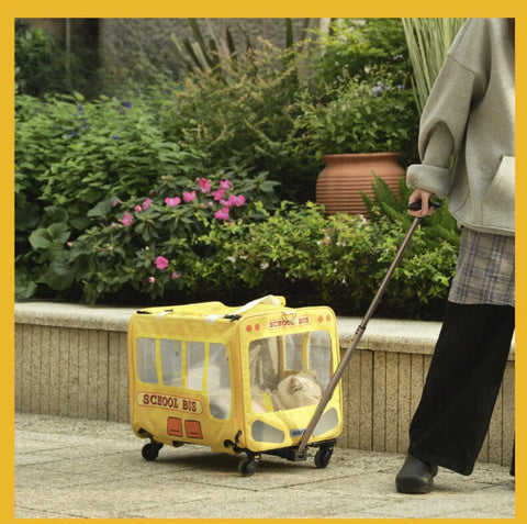 PurLab Multifunctional School Bus Pet Travel Pet Carrier Pet Bag With Wheels