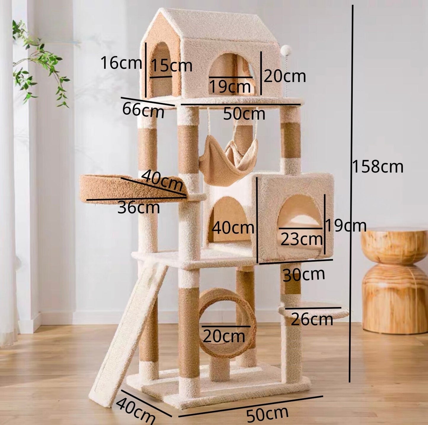 Lucky Seven Cottage Multi-Tier Cat Tree with Cat Scratching Posts