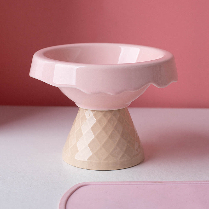 Petroom Ceramic Ice Cream Shape Pet Food Bowl Water Bowl
