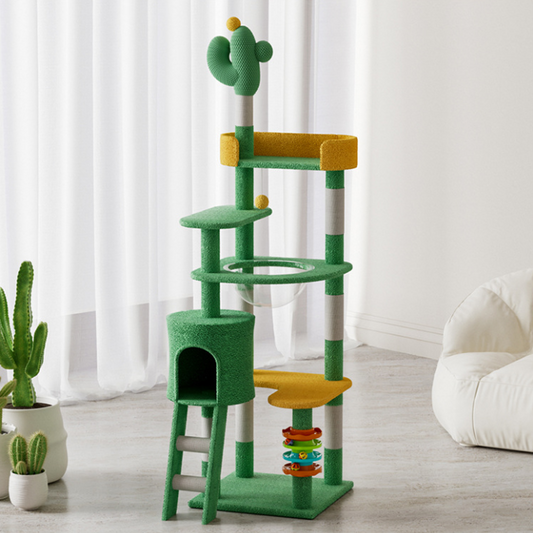 Cactus Multi-Level Cat Tower with Cosy Space Capsule Condo 180cm