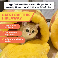 Large Cat Nest Honey Pot Shape Bed – Novelty Honeypot Cat House & Sofa Bed