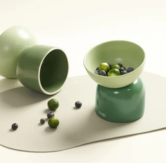Makesure Sugar Bean Ceramic Double Pet Bowls For Cat and Small Dogs