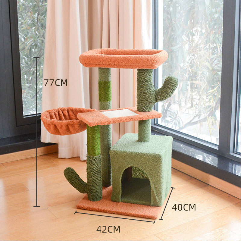 Cactus Cat Tree House Multi Level Condo Scratching Post