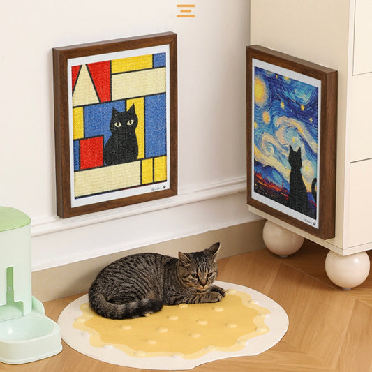 Framed Sisal Wall-Mounted Cat Scratching Board – Decorative Vertical Cat Scratcher