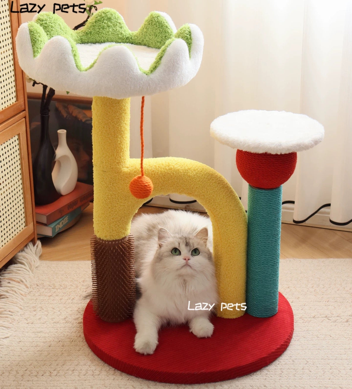 Lotus Flower Cat Tree Tower — 68cm Arch Cat Scratcher with Sisal Post & Flower Nest