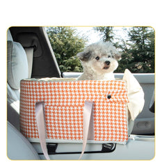 Centre Console Dog Car Seat with Safety Leash & Bow Pillow
